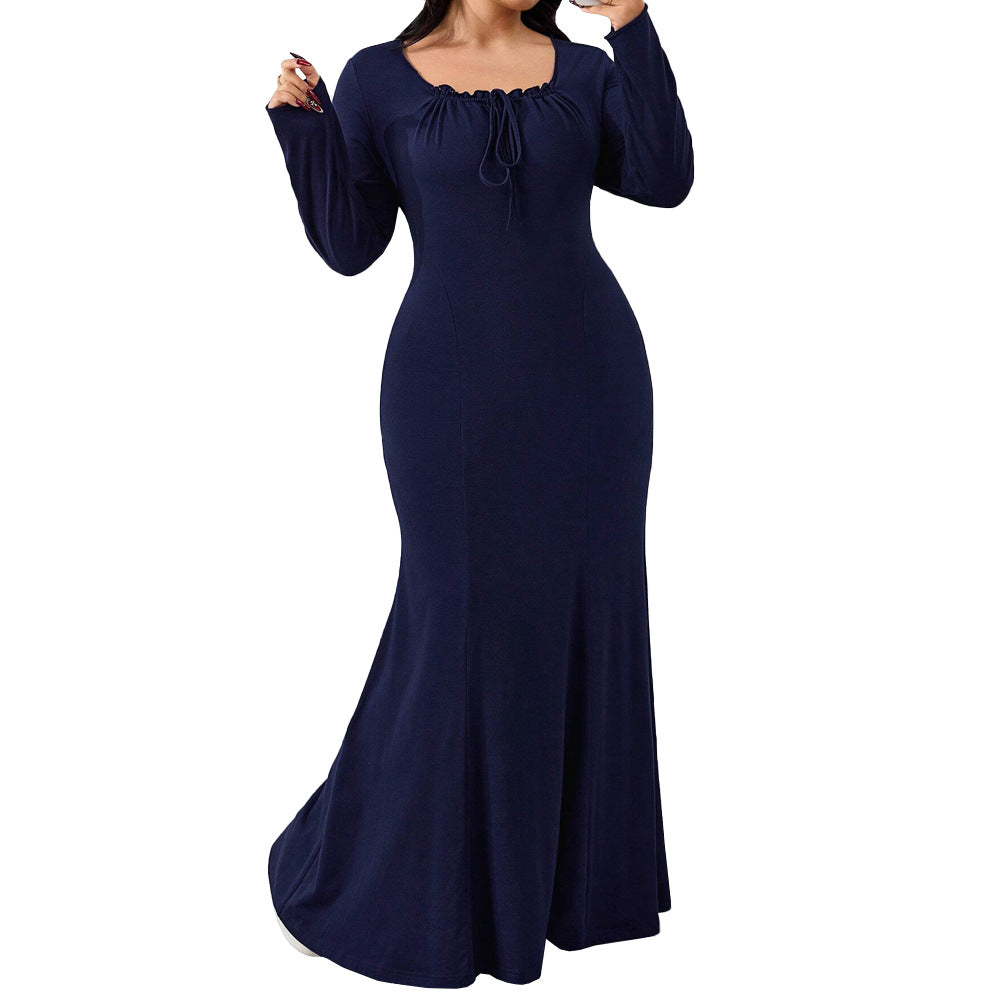 Vestido elegante y sencillo de otoño e invierno con diseño dulce y temperamento de nicho