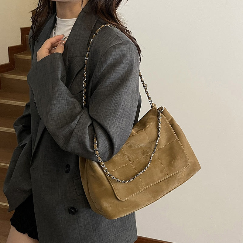 Womens High End High Capacity Suede Crossbody Tote For Work
