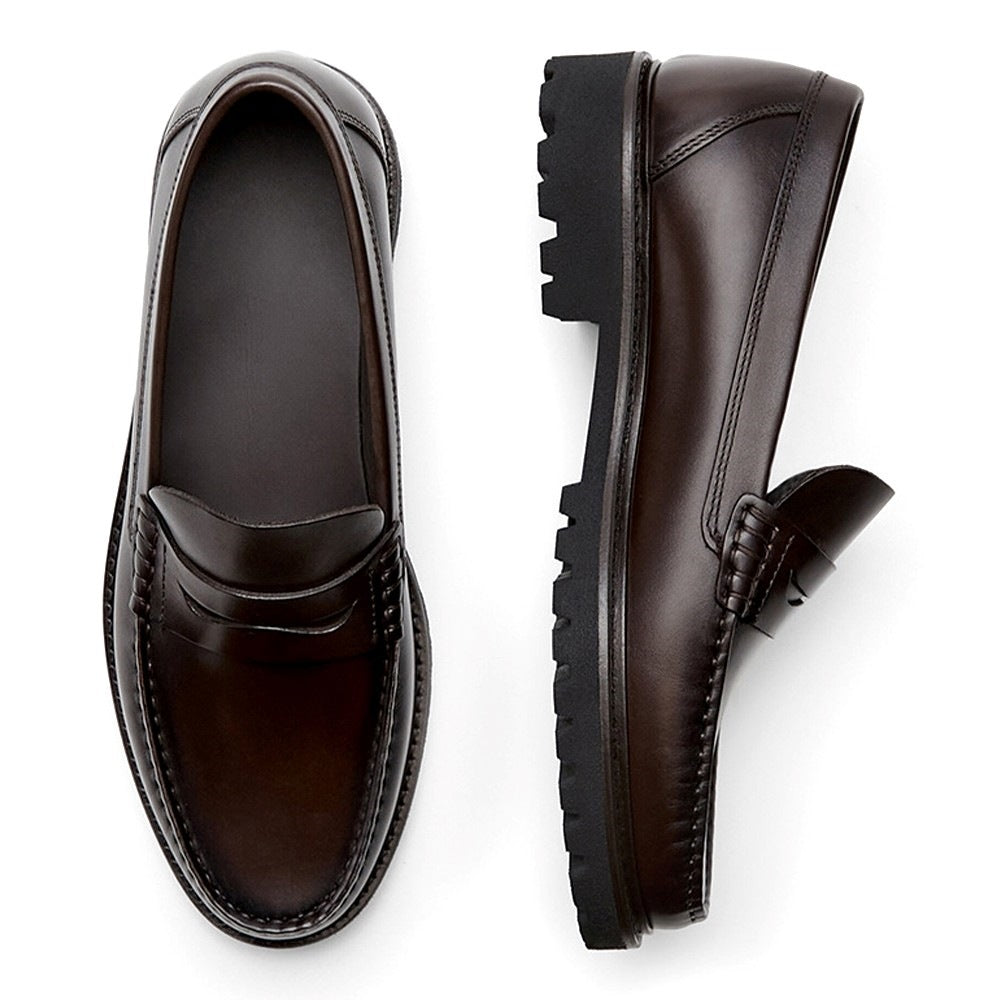 Zapatos de cuero para hombre, mocasines, primera capa de piel de vaca, informales, sencillos, de suela blanda