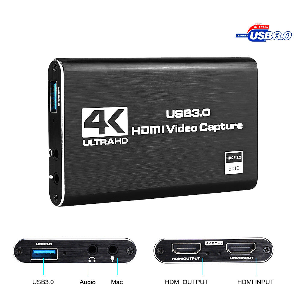 Tarjeta de captura de video HDMI, tarjeta de captura 4K, grabación de pantalla, USB 3.0, 1080P, 60FPS, captura de juegos