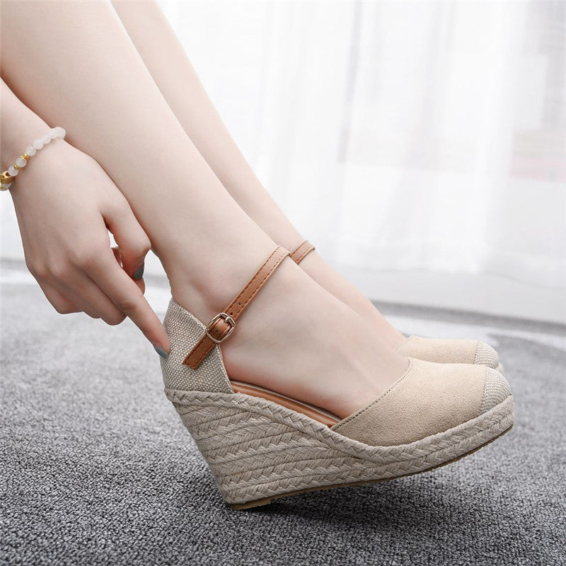 Sandalias de cuña Mary Jane de moda, con punta redonda y plataforma