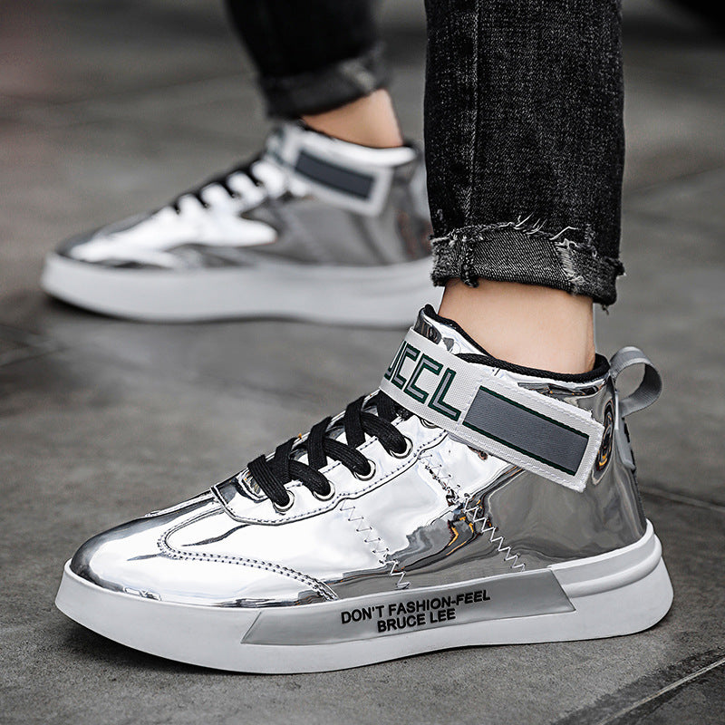 Zapatos de hombre de charol brillante de caña alta, zapatos de panel de espejo coreanos, Tyrant