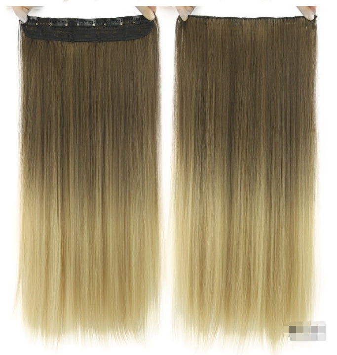 Flequillo de clip gradual teñido de cabello liso, pieza de extensión de cabello de color T tipo cortina
