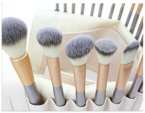 Juego de brochas de maquillaje persa, brocha de maquillaje blanca arroz, brocha de maquillaje con mango color champán Sin