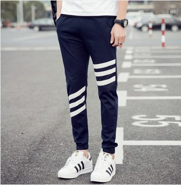 Pantalones deportivos para hombre, estilo coreano, ajustados, informales, de talla grande, con cordón en el bajo