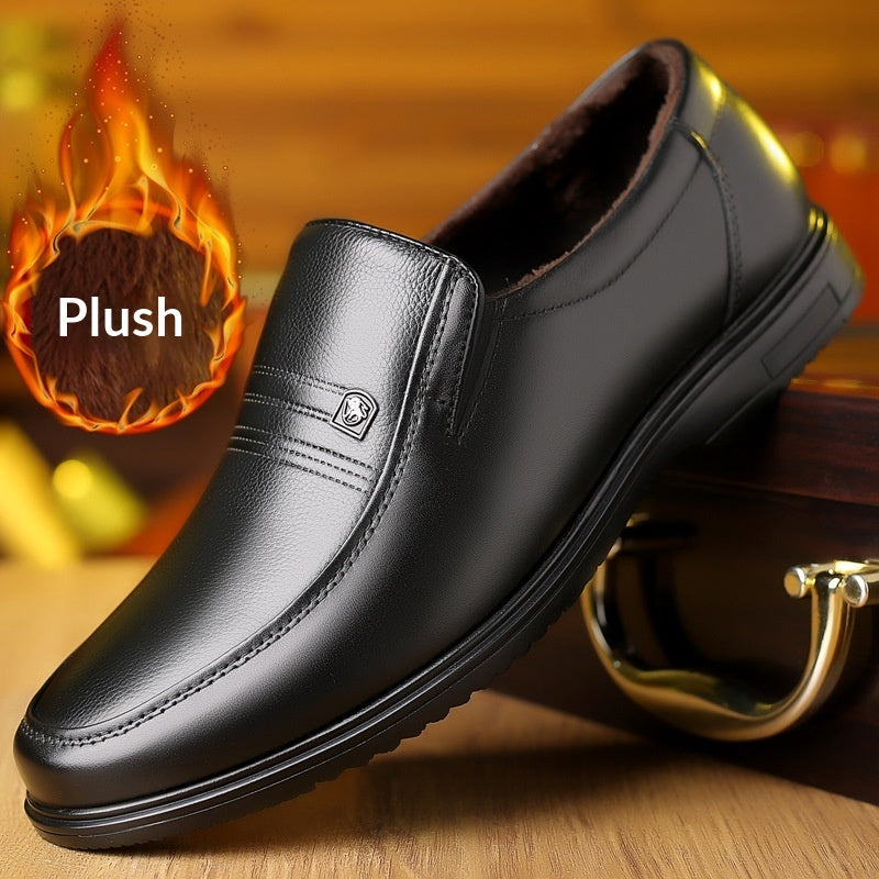 Zapatos Casuales de Cuero Genuino para Hombre, Suela Plana, Punta Redonda, Suela Suave Antideslizante, para Hombres de Mediana Edad