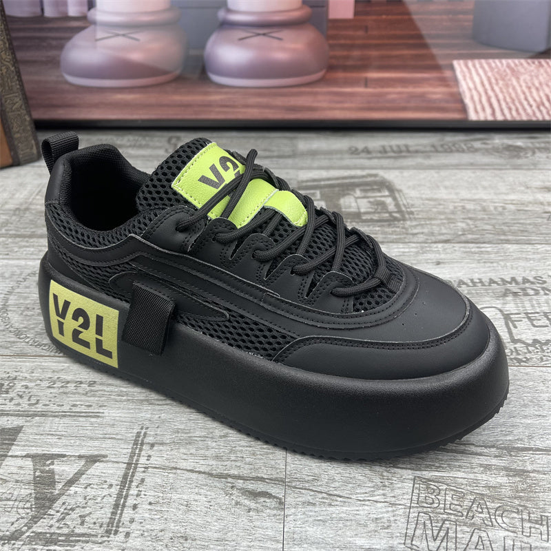 Zapatillas deportivas casuales de hombre de suela gruesa y corte alto con cordones
