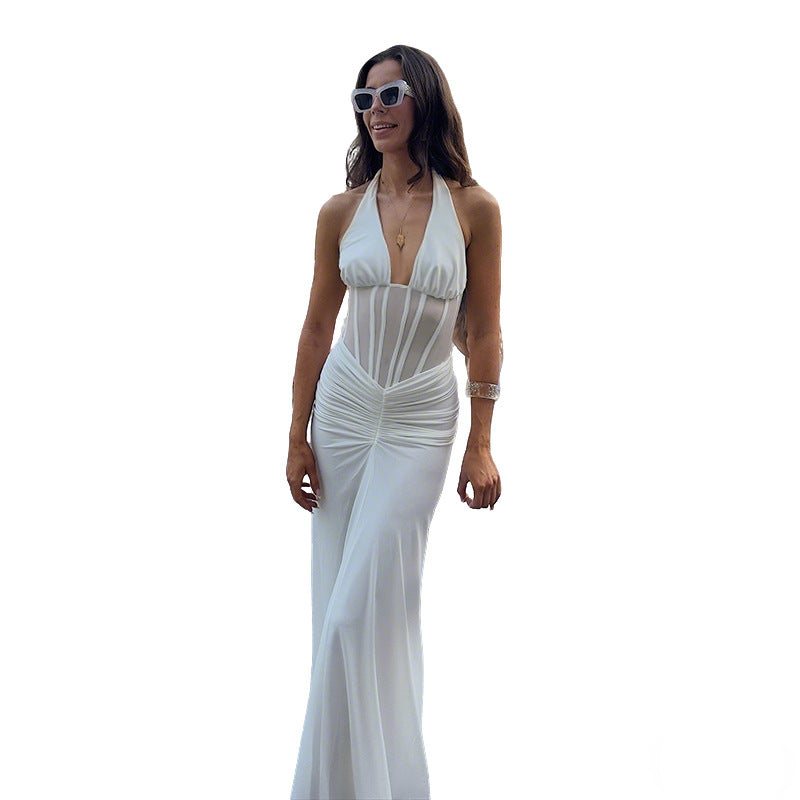 Elegante vestido de fiesta sin espalda de calidad