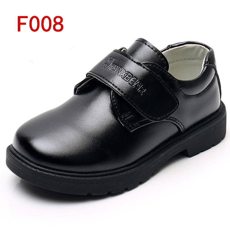 Black Leather Shoes With Shiny Mirror And Round Toe