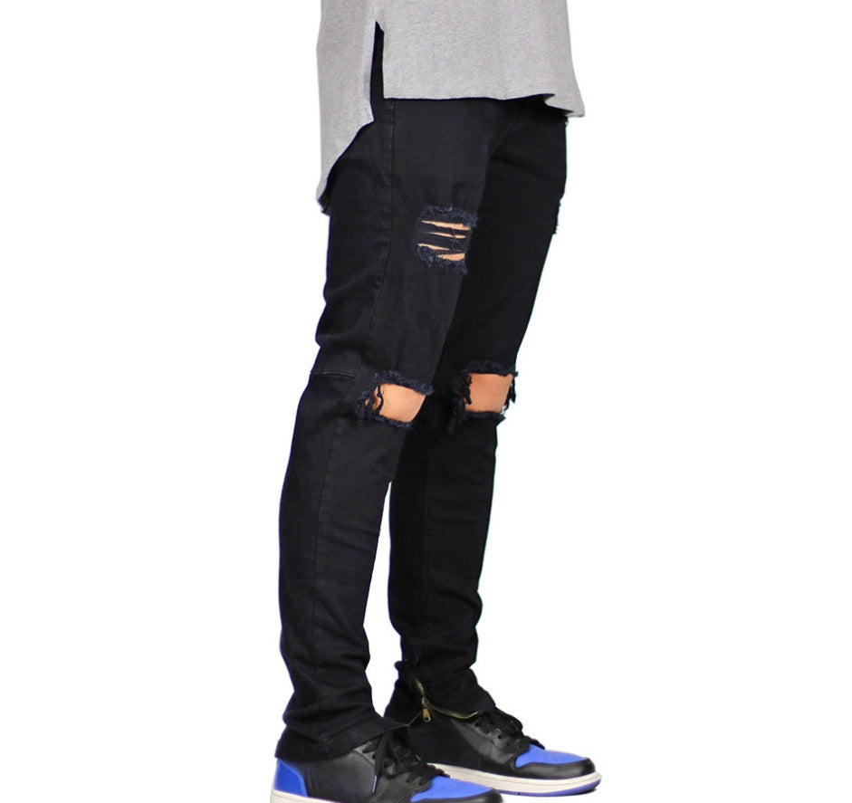 Pantalones vaqueros ajustados rotos para hombre, estilo japonés y coreano