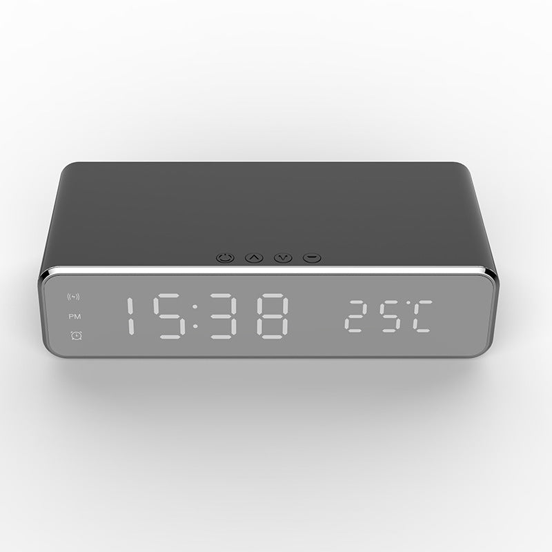 Reloj despertador eléctrico LED con cargador inalámbrico, despertador digital de escritorio con termómetro, reloj con espejo HD, decoración de mesa.