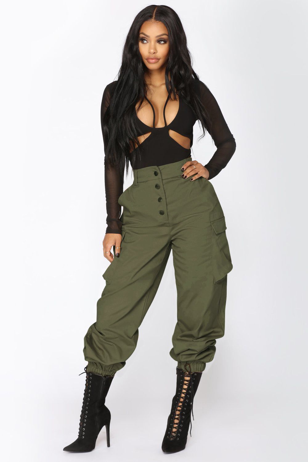 Pantalones casuales con cordón de cintura alta de estilo europeo y americano a la moda