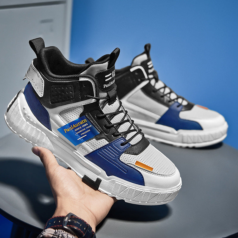 Zapatillas informales de piel con paneles y caña alta