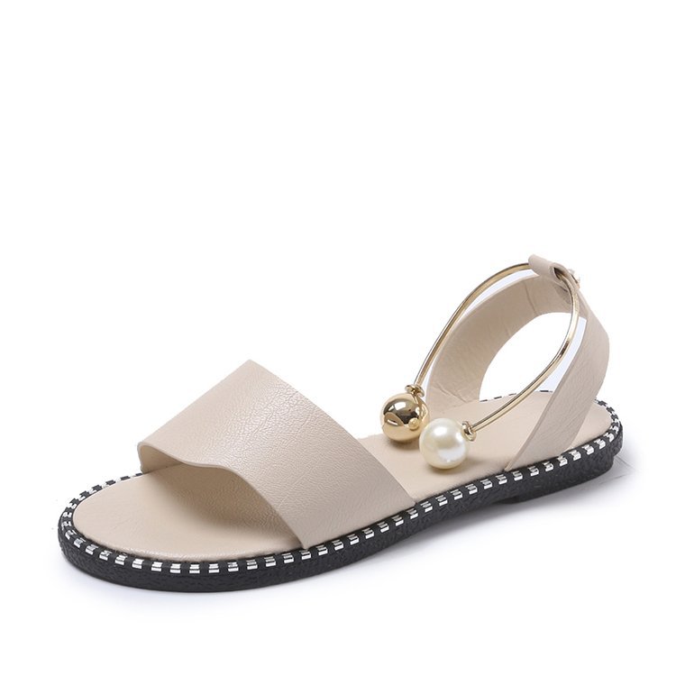 Sandals female pearl buckle