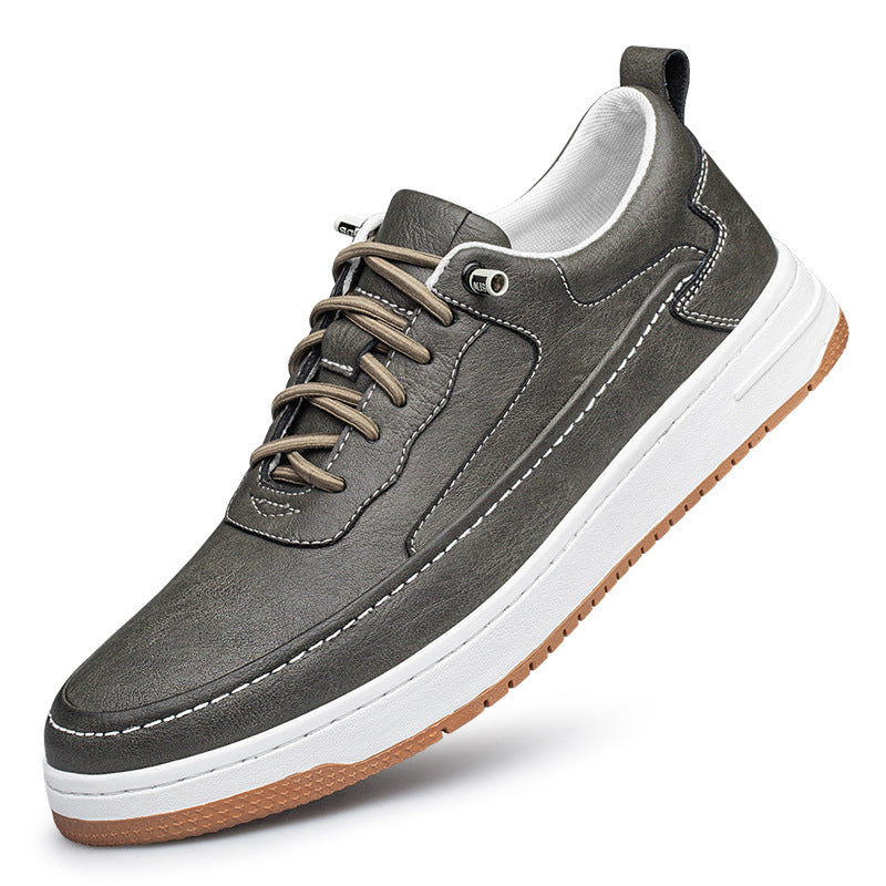 Zapatos de mesa de piel de vaca para hombre, suela gruesa, retro, modernos, planos, cosidos a mano