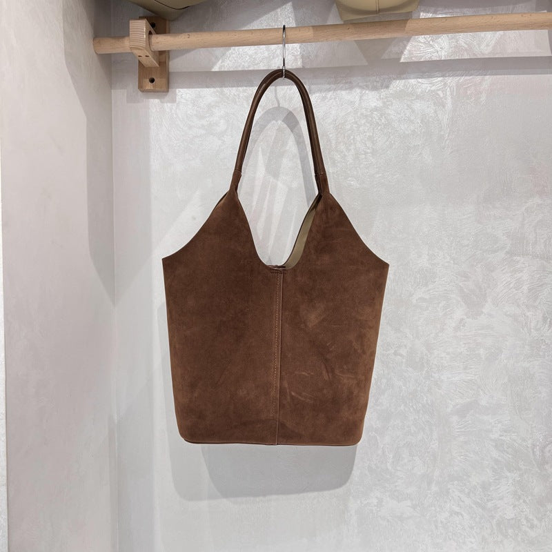 Deer-skin Suede Bucket BagAutumnwinter Underarmshoulder Bag For Women