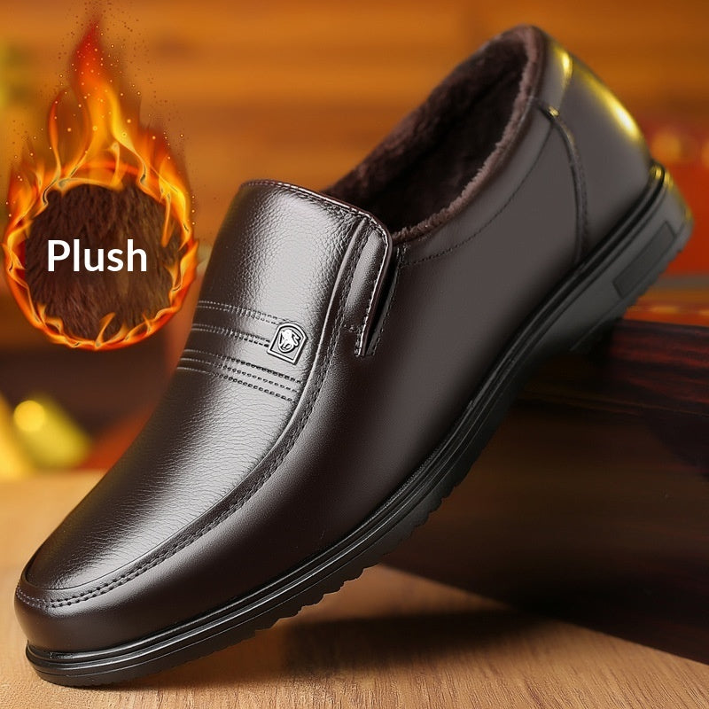 Zapatos Casuales de Cuero Genuino para Hombre, Suela Plana, Punta Redonda, Suela Suave Antideslizante, para Hombres de Mediana Edad