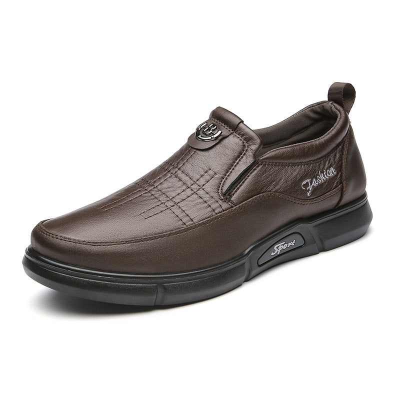 Zapatos de Cuero para Hombre, Zapatos de Papá para Personas de Mediana Edad y Ancianos, Suela Blanda
