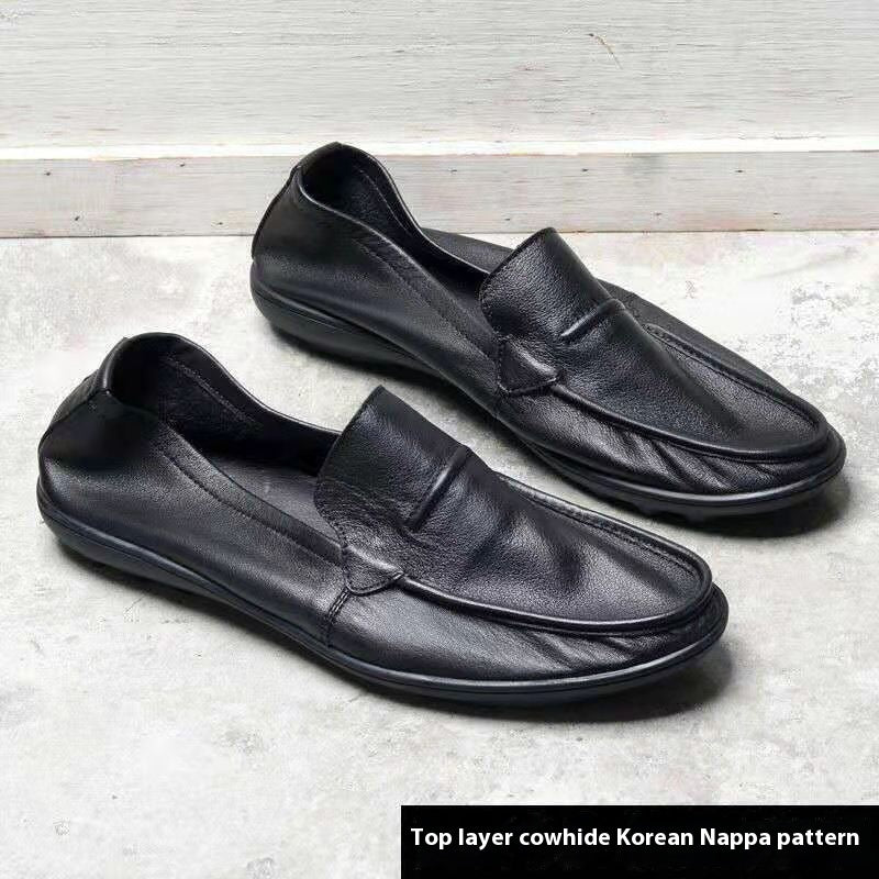 Zapatos de cuero casuales de una sola capa y suela suave para hombre