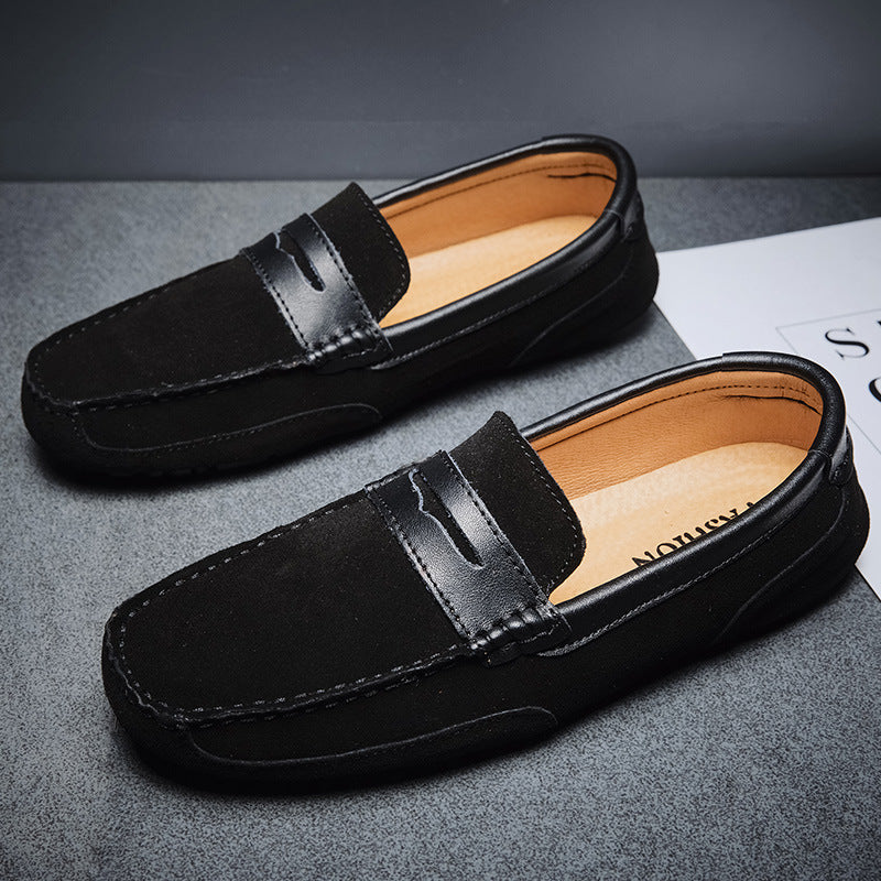 Nuevos Mocasines sin Cordones para Hombre de Cuero Versátiles con Ribete Color Block