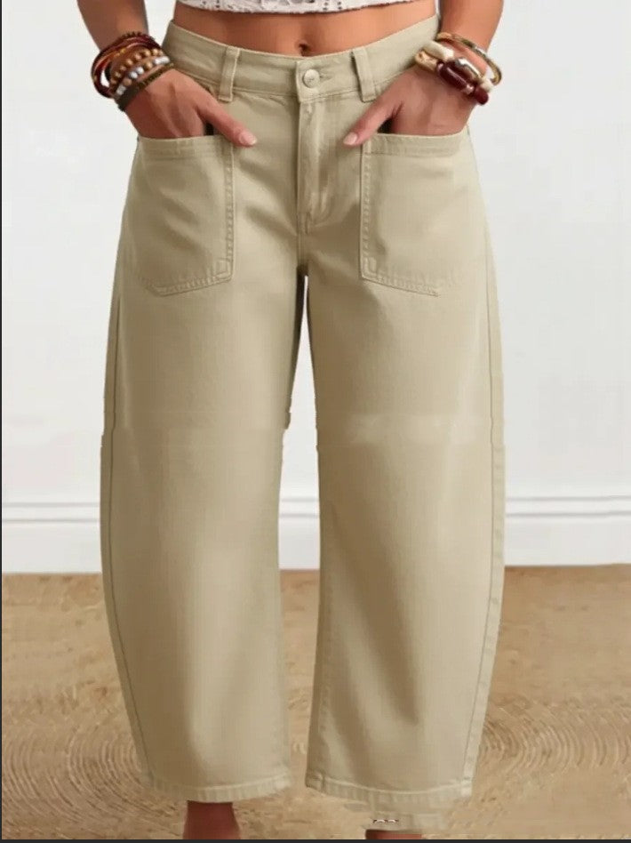 Women's Casual Solid-Color Fashionable Cotton Pants