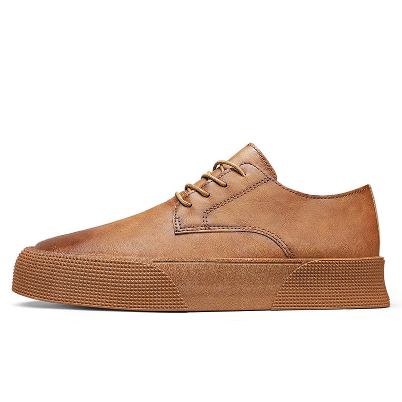 Zapatos casuales coreanos con cordones y plataforma, zapatos retro para hombre, zapatos de tabla