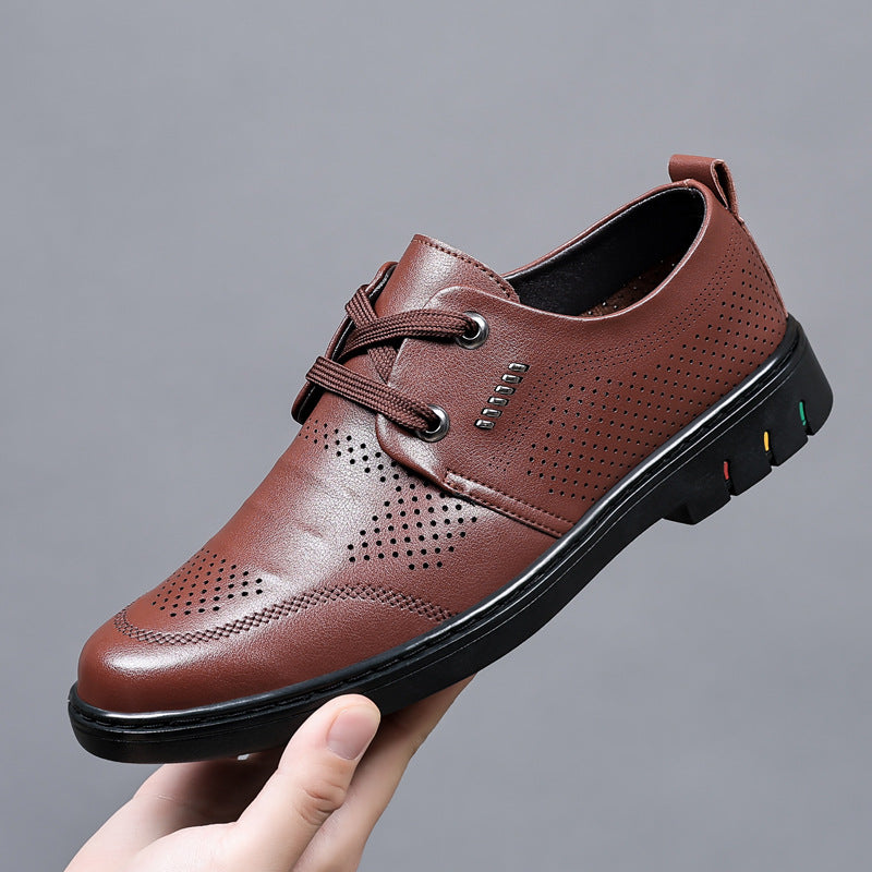 Zapatillas de cuero informales de negocios con plantilla para aumentar la altura para hombres