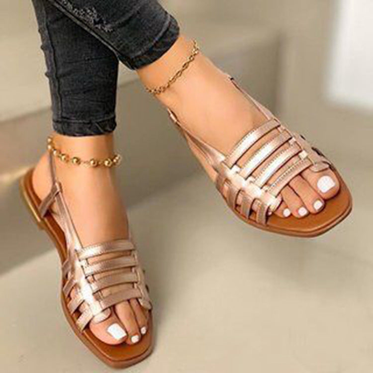 Flat round toe sandals