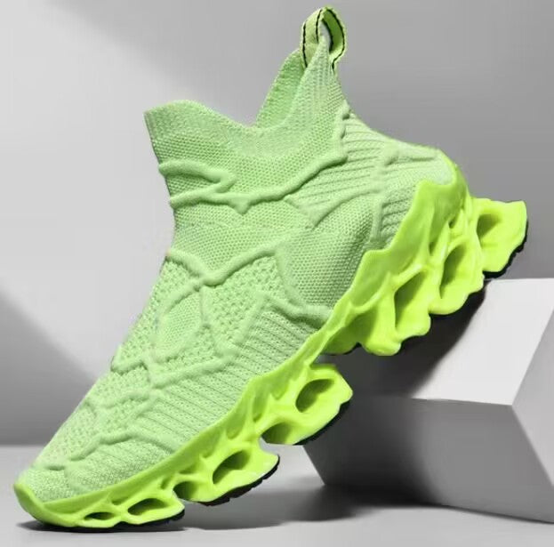 Zapatillas de correr transpirables de verano para hombre, plataforma de moda, malla tejida, informales