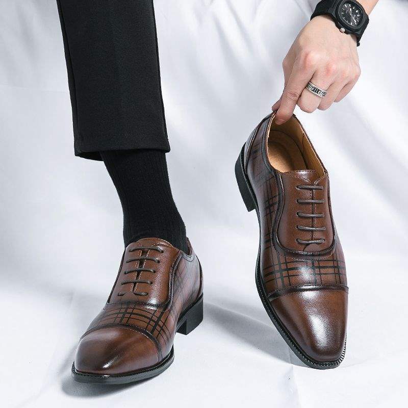Square Toe Men's Breathable Business British Style Niche Leather Shoes