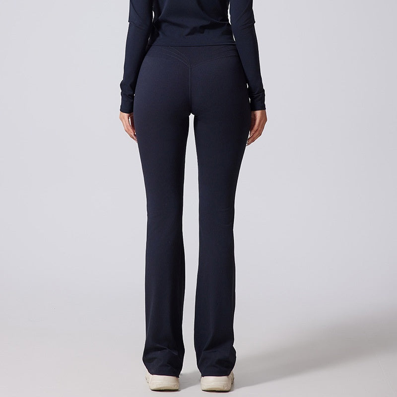 Pantalones acampanados de mujer de talle alto y corte ajustado con pierna ancha