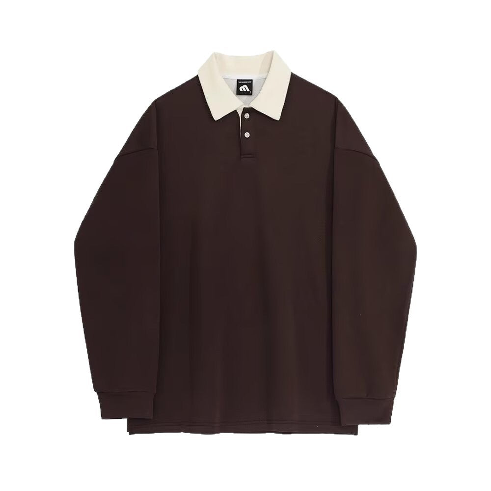 Sudadera con capucha retro para hombre con bloques de color y solapa, top versátil de manga larga