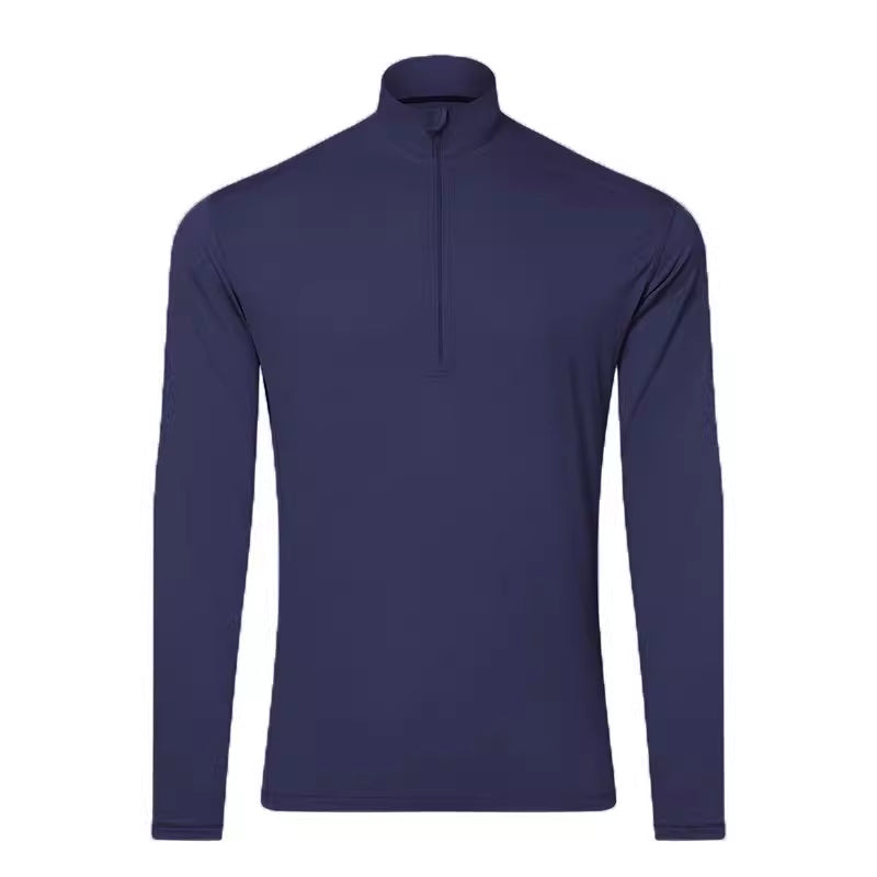 Gray Shell Quick-Dry Half-Zip Mens Outdoor Wool Long-Sleeve