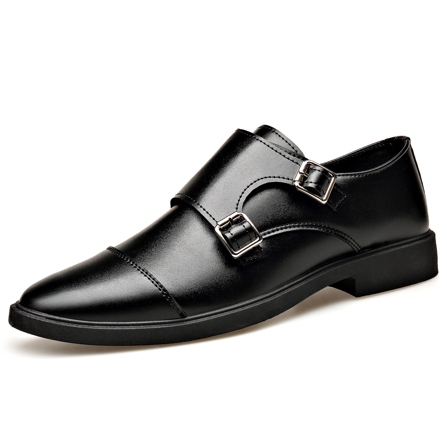 Zapatos de cuero slip-on metálicos para hombre de talla grande y suela blanda que combinan con todo