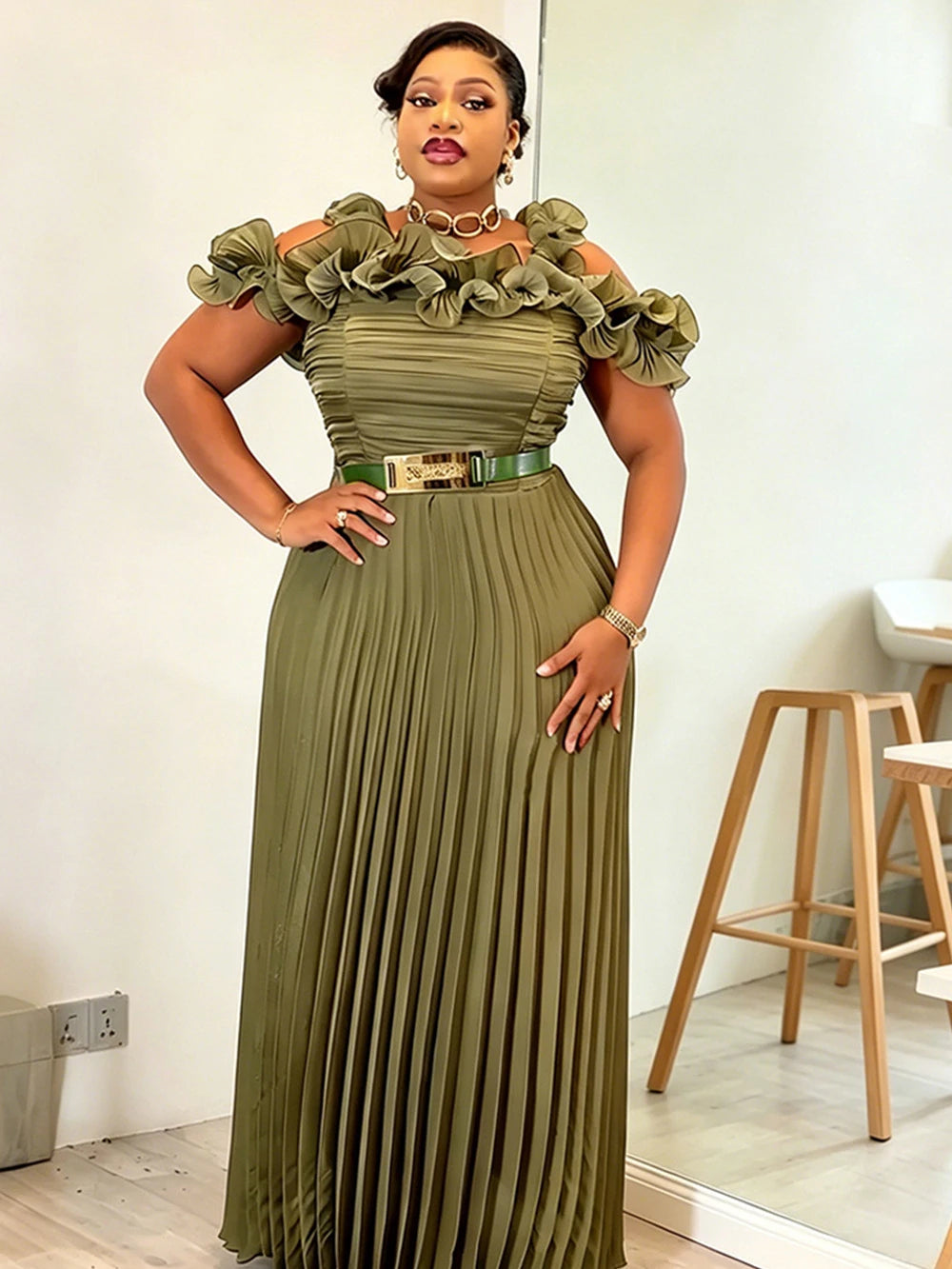 Elegant Women Evening Dress Off Shoulder Pleated Maxi Robe Luxury Sequins Party Gowns Dubai Turkey Abayas Caftan Marocaine Femme