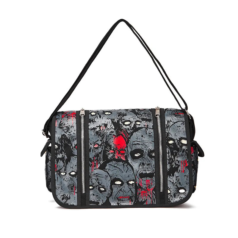 JIEROTYX Outdoors Travelling Bag Human Skeleton Head Noctilucent Women Canvas Single Shoulder Bag Women Package Oblique Satchel