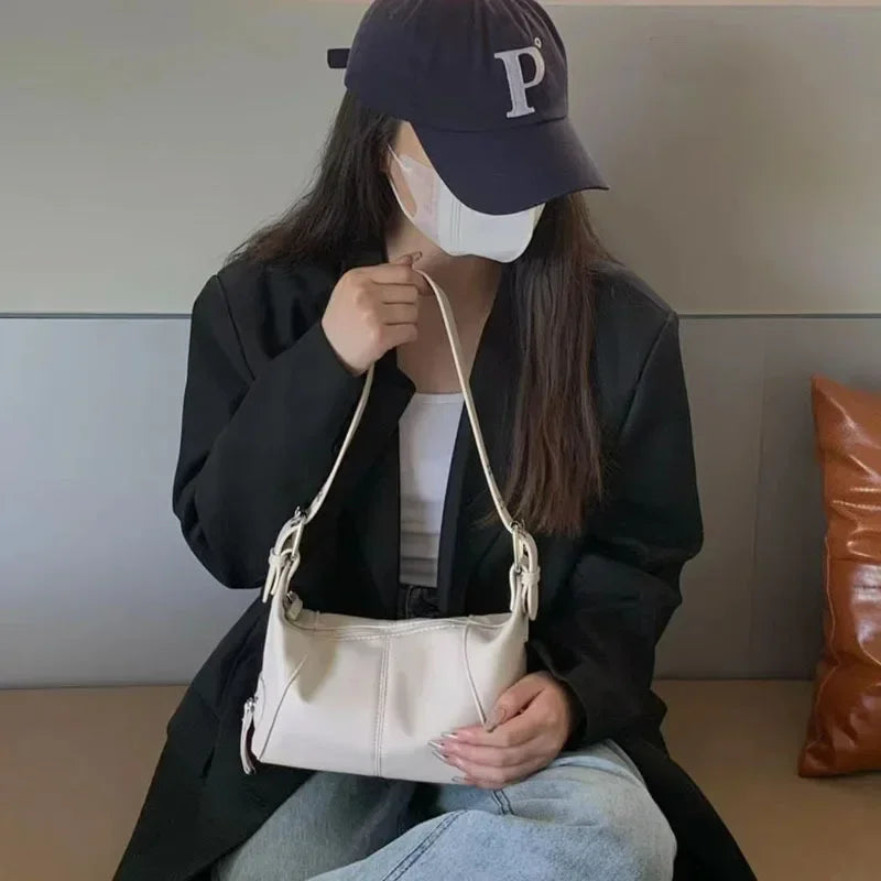 Y2K Style Shoulder Bag For Women Trendy Motorcycle Handbag Minimalist Shoulder Purse For Girls Street Wear