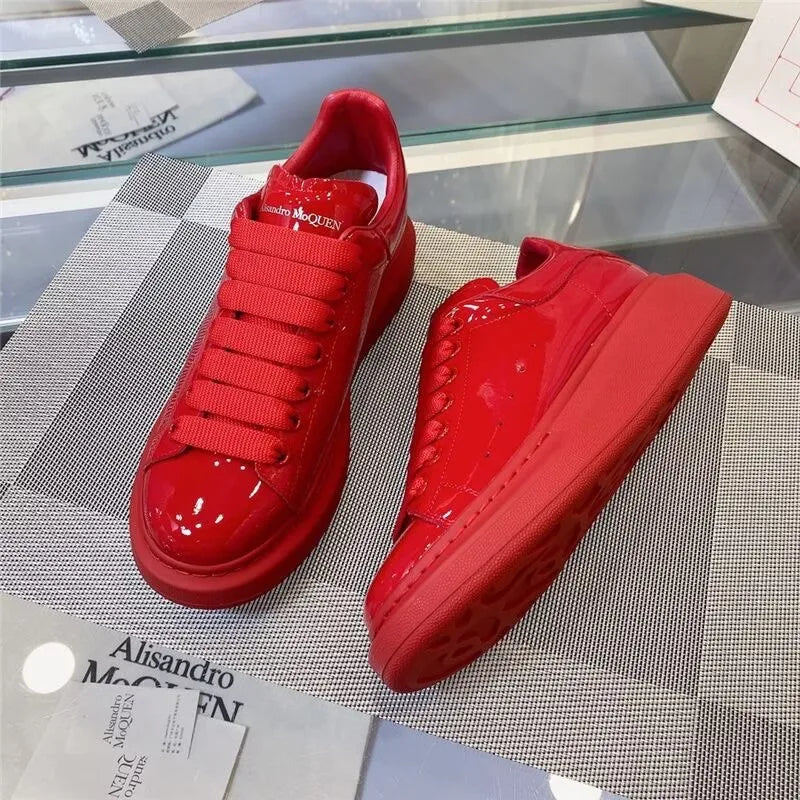 Sneakers Casual Men Designer Board Shoes Fashion Patent Leather/Denim Breathable Increased Internal Flat Platform Punk Shoes