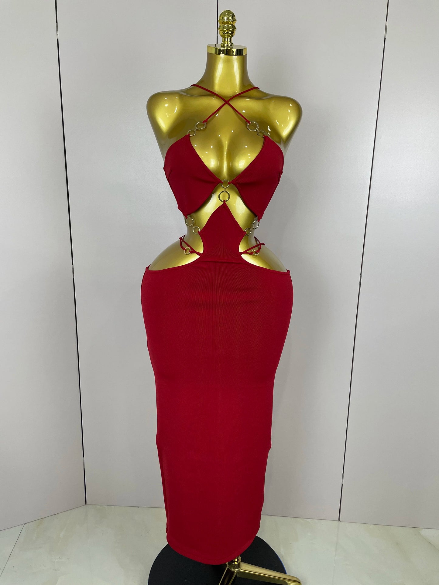 Sexy Halter Hollow Out Sleeveless Black Red Bodycon Long Bandage Dress 2025 Women Celebate Elegant Luxury Birthday Club Dress