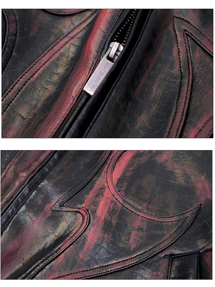Mauroicardi Spring Autumn Short Pu Leather Motorcycle Jacket Men Rivet Zipper Shoulder Pads Luxury Designer Streetwear Clothing