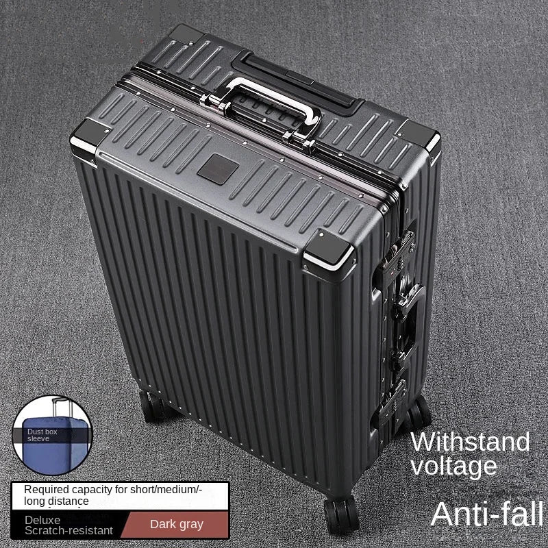 Aluminium Frame Suitcase Large-capacity Trolley Case Strong and Durable Password Cabin Bag Thickened PC suitcase 20/22/24/26/28