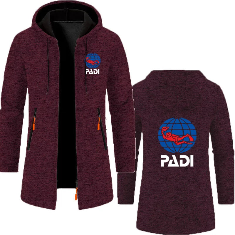 2025 Spring Autumn Scuba Driver Padi Man Hoodies Sweatshirts Fleece Warm Zipper Long Hooded cardigan for Men Jackets Coat