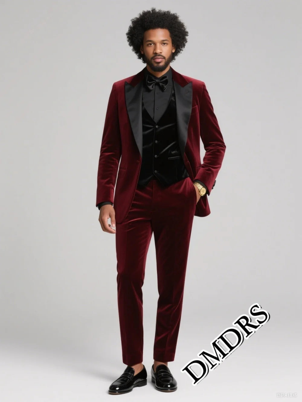 High-Quality Burgundy Velvet Men's Suit Set For Wedding & Stylish Business 3PCS Classic Men's Suit Set (Jacket, Vest, Pants)