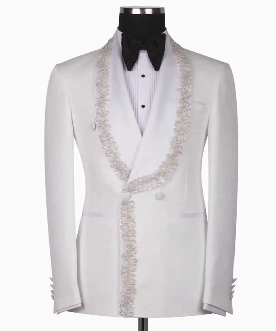 Appliques Wedding Men Suits Stylish Blazer Tailor-Made Groom 2-Pcs Coat Pant Singer Suits Formal Occasions Party Size Customized