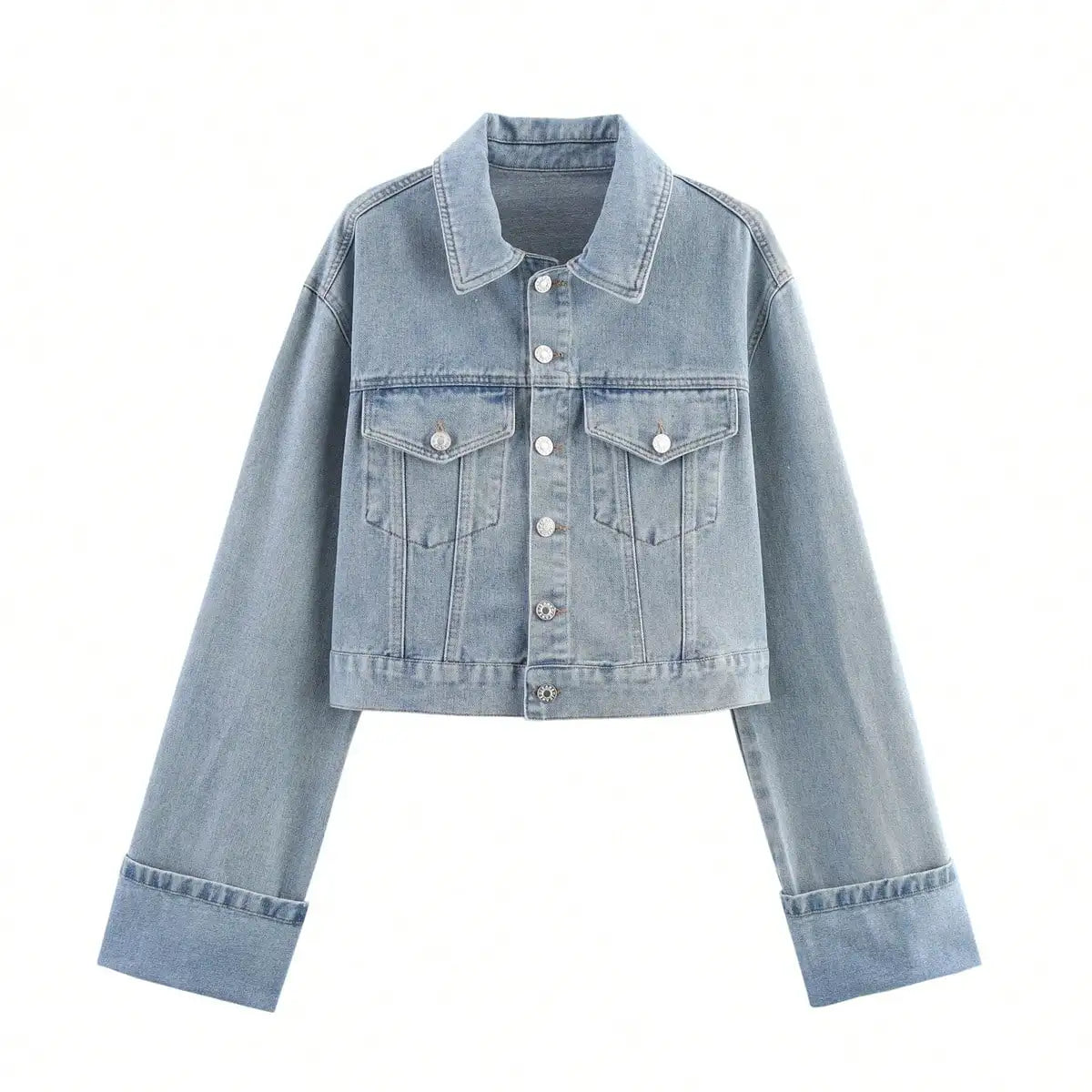 HH Denim Jacket For Women Vintage Single Breasted Lapel Long Sleeve Jackets Fashion Female High Street Outerwear Denim Coats