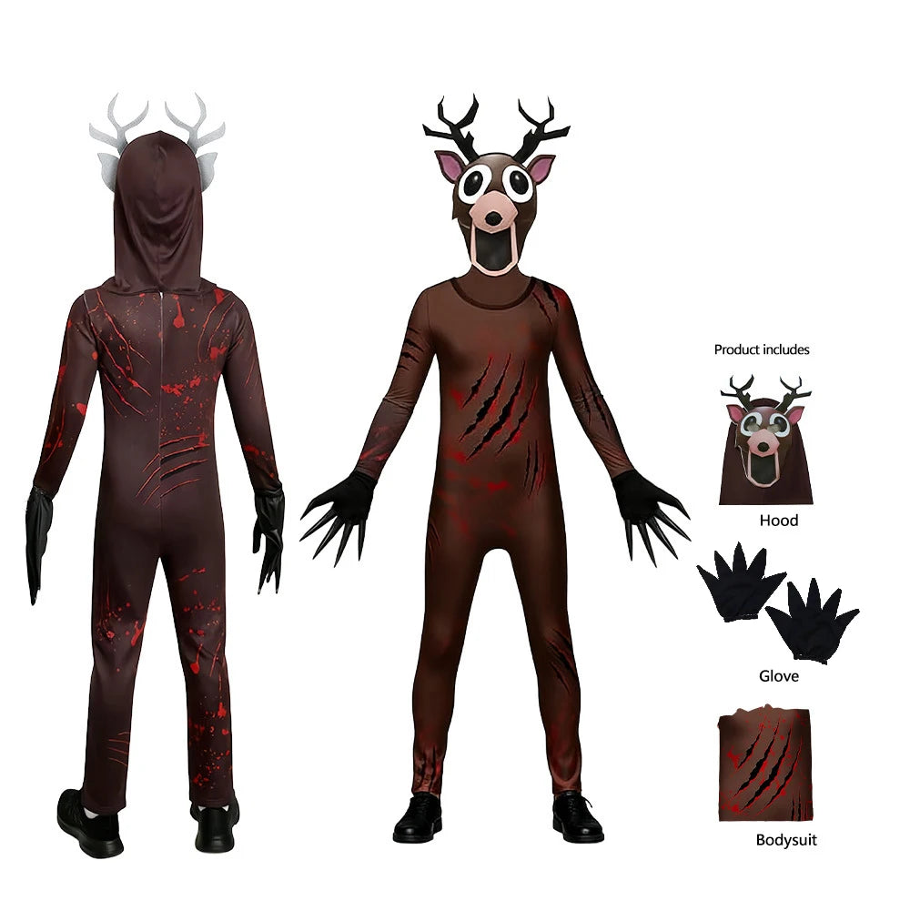 99 Nights In The Forest Deer Costume Fnaf Horriable Halloween owl party Costume for Adult Kid Nightmare Reindeer Christmas Gift
