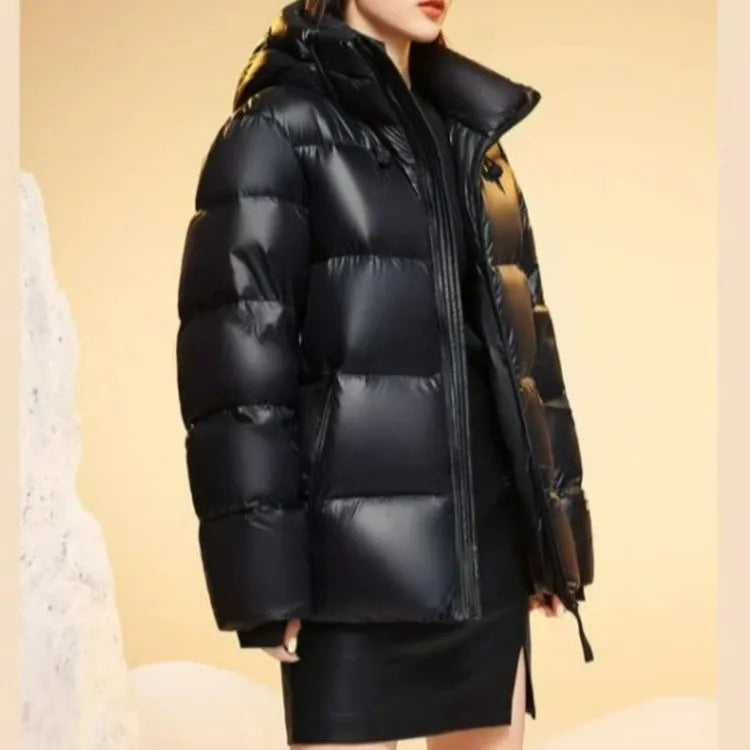 Winter Thickness White Duck Down Jacket Women Long Warmth Fluffy Puffer Coat Hooded Female Fashion Parkas Snow Outwear