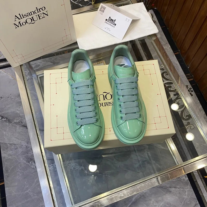 American European Men Casual Shoes Patent Leather Round-toe Platform Loafer Shoes Hip-hop Sports Shoes Outdoor Street Sneakers