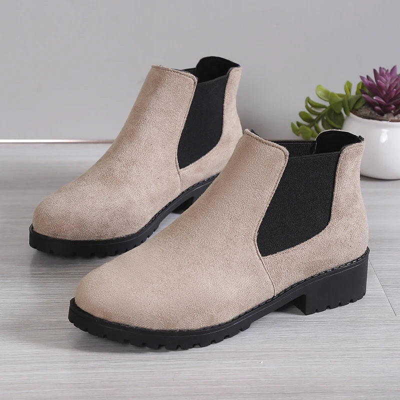 2025 Autumn and Winter New Women's Boots, High-Quality Women's Shoes, Fashionable High-End Square Heel Short Leg Chelsea Boots