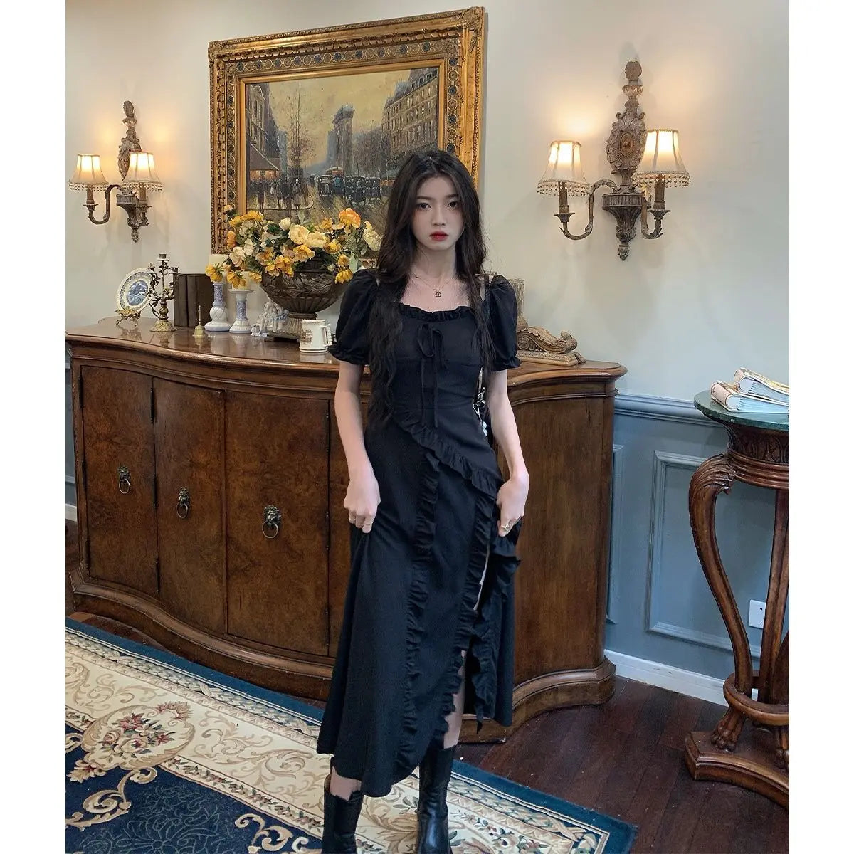 Black Dress for Women 2026 New Summer Niche Design High-end Long Skirt French Skirt
